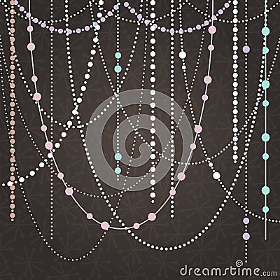 Abstract Vector Background with Hanging Garlands and Lights Vector Illustration
