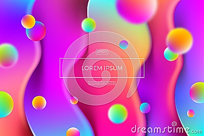 Abstract vector background with multicolored wave shapes and spheres, Vector illustration. Multipurpose template design. Vector Illustration