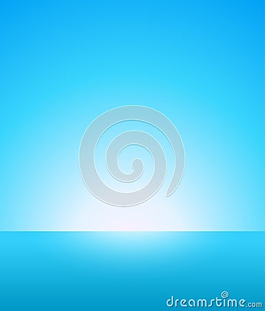 Abstract Vector Background of Nautical Marine Landscape with Blue Sky, Horizon and Beautiful Ocean Vector Illustration