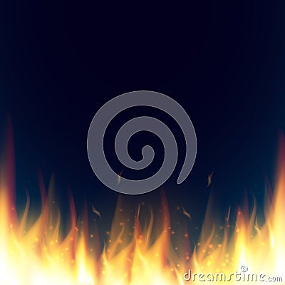 Abstract vector background with realistic fire flames effect. Hell background Vector Illustration