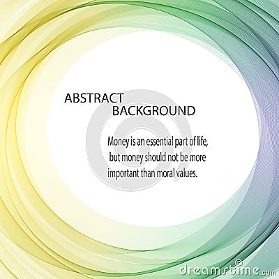 Abstract vector background round green blue yellow wavy circle shape lines circles transparent wave frame Vector Illustration