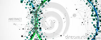 Abstract vector background, scientific direction, with green circles and chaotic spots on it Vector Illustration