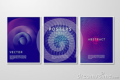 Abstract vector background set. Trendy geometric posters template. Cover with vibrant gradient. Vector Illustration