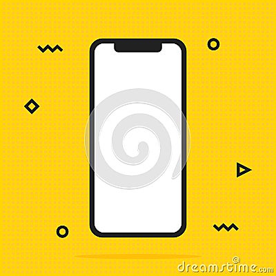 Abstract Vector Background with simple shapes. Circles Pattern with Mobile Phone Icon Stock Photo