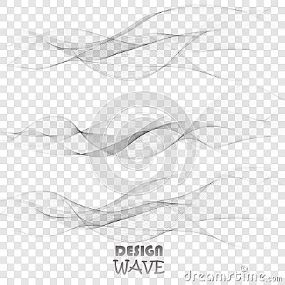 Abstract vector background, transparent wavy lines for brochure, website, flyer design. Set of gray waves. Vector Illustration