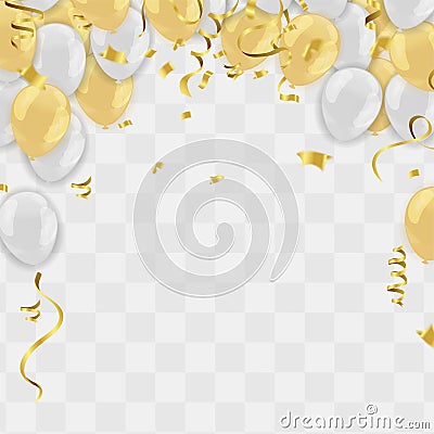 abstract vector background and Vector party balloons illustration. Confetti and ribbons flag ribbons, Celebration Vector Illustration