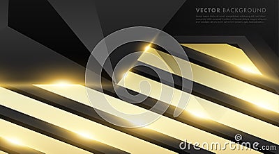 abstract vector black background. gray polygon with gold light effect and gold rectangle. Vector Illustration For Wallpaper, Vector Illustration
