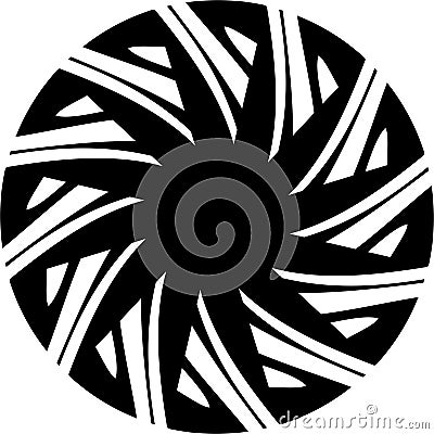 Abstract Vector Black and white Mandala circular pattern, shuriken, geometric design Vector Illustration