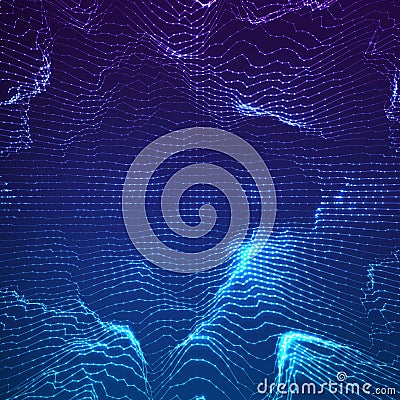 Abstract vector blue point mesh background. Futuristic technology style. Elegant background for business presentations. Vector Illustration