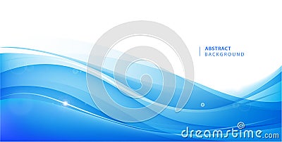 Abstract vector blue wavy background. Graphic design template for brochure, website, mobile app, leaflet. Water, stream Vector Illustration