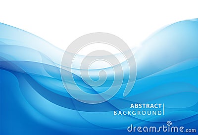 Abstract vector blue wavy background. Graphic design template for brochure, website, mobile app, leaflet. Water, stream Vector Illustration