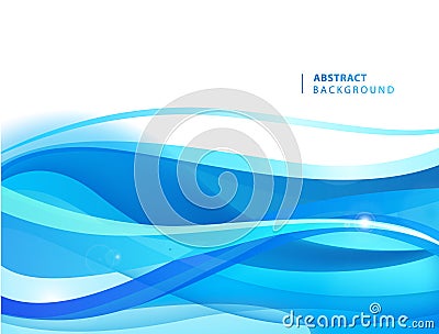 Abstract vector blue wavy background. Graphic design template for brochure, website, mobile app, leaflet. Water, stream Vector Illustration