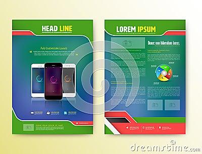 Abstract Vector Brochure Template with smartphones. Vector Illustration