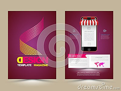 Abstract Vector Brochure Template with smartphones. Vector Illustration