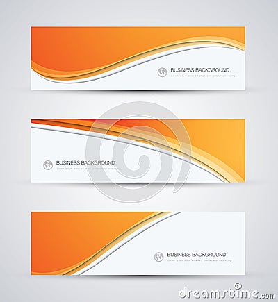 Abstract vector business background banner beautiful orange wave Vector Illustration
