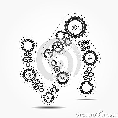 Abstract vector cogs - gears on grey background Vector Illustration