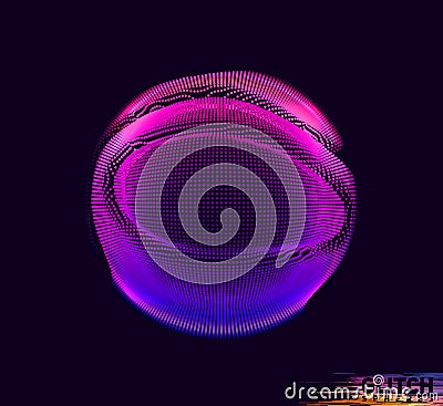 Abstract vector colorful mesh on dark background. Futuristic style card. Corrupted point sphere Vector Illustration