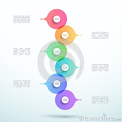 Abstract Vector 3d Stacked 6 Step Circle Infographic Vector Illustration