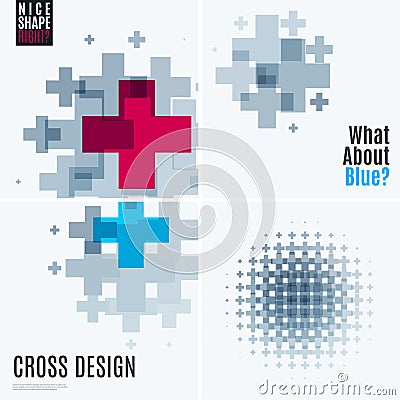 Abstract vector design elements with cross Vector Illustration