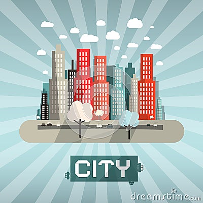 Abstract Vector Flat Design City Vector Illustration