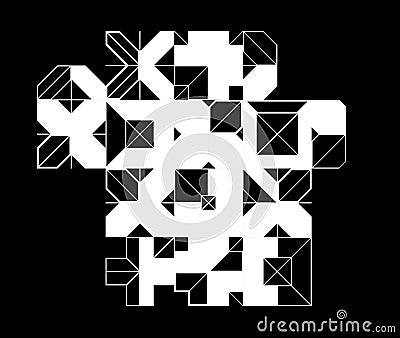 Abstract vector geometric background, tech engineering look like shapes and lines composition over dark, mechanical engine Vector Illustration
