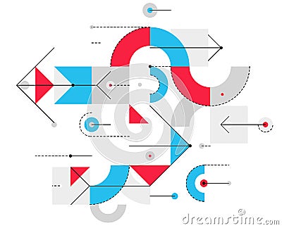 Abstract vector geometric background in tech mechanical engineering blueprint style, digital system wallpaper, technology Vector Illustration