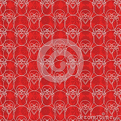 Abstract vector geometric Christmas pattern seamless print with Santa Claus faces and snowflake background. For Christmas wrapping Stock Photo