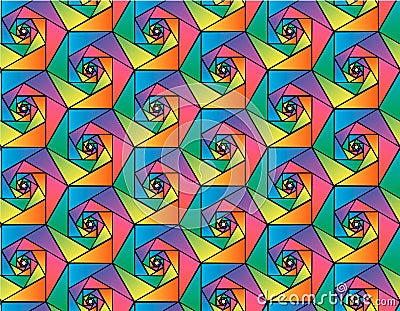 Abstract vector geometric seamless pattern of mosaic hexagons in rainbow colors Vector Illustration