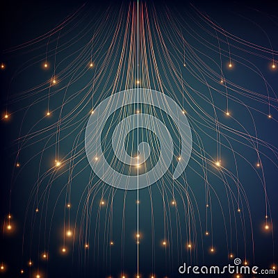 Abstract vector glowing lines mesh background. Bioluminescence of tentacles. Futuristic style card. Vector Illustration