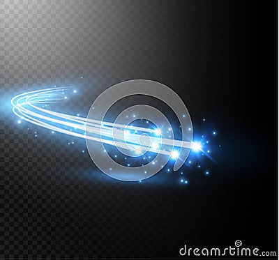 Abstract vector glowing magic star light effect from the neon blur of curved. Vector Illustration