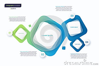 Abstract vector gradient minimalistic infographic template composed of 4 rounded squares Vector Illustration