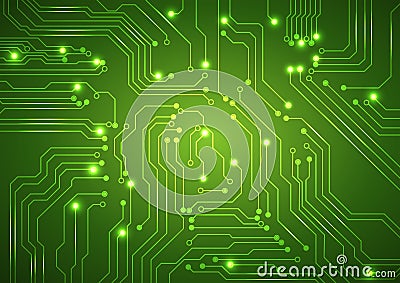 Abstract vector green background with high tech circuit board Vector Illustration