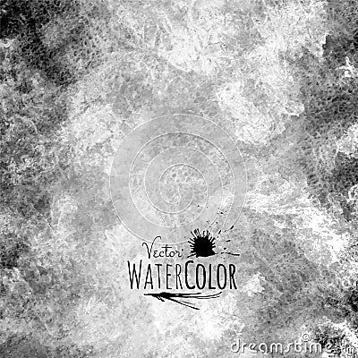 Abstract vector hand drawn black and white watercolor background Vector Illustration