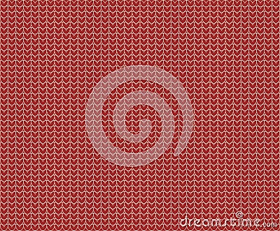 Pastel red vector seamless knitted texture pattern background with hearts outlined. Woolen cloth. Stock Photo