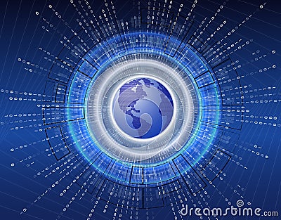 Abstract vector hi speed internet technology with 3d planet earth background illustration Vector Illustration