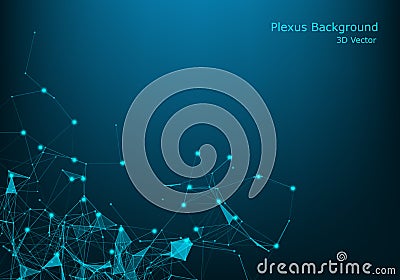 Abstract vector illuminated particles and lines. Plexus effect. Futuristic vector illustration. Polygonal Cyber Structure With Vector Illustration