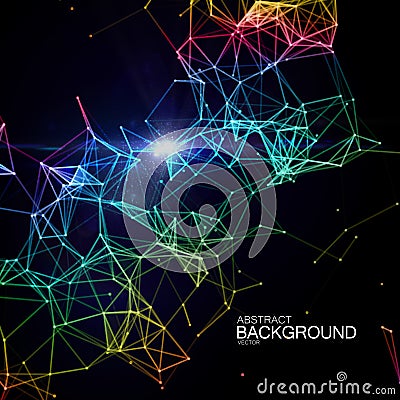 Abstract vector illuminated particles and lines. Vector Illustration