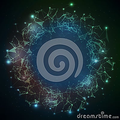 Abstract vector illuminated stars particles and lines. Plexus futuristic vector illustration. Vector Illustration