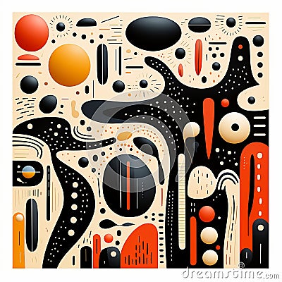 Abstract Vector Illustration With Black And Orange Shapes Cartoon Illustration