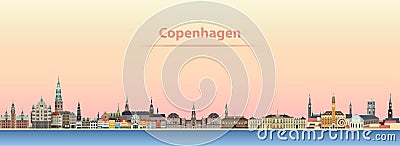 Abstract vector illustration of Copenhagen city skyline at sunrise Vector Illustration