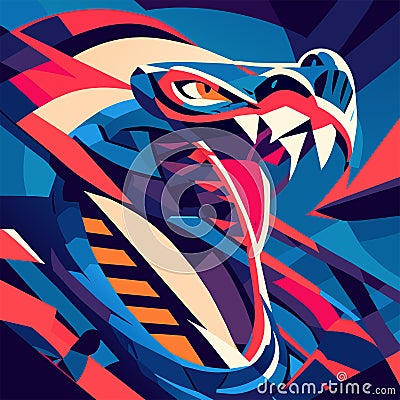 Abstract vector illustration of a head of a snake in a modern style. Generative AI Vector Illustration