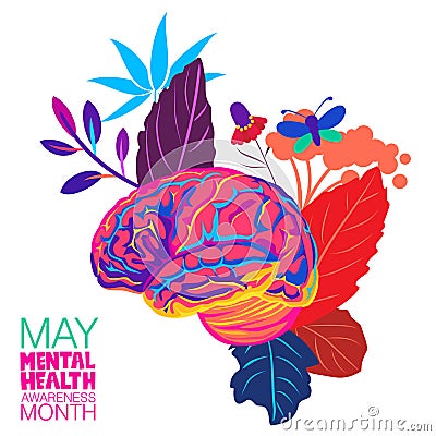 An abstract vector illustration on Mental Health Awareness month Vector Illustration