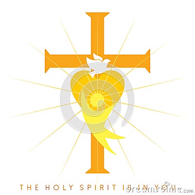 Pentecost Sunday, a realization of the Holy Spirit Vector Illustration