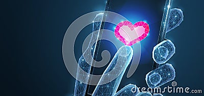 Abstract vector Illustration of smartphone heart icon app. Isolated background. Valentine day, love romance, like Vector Illustration