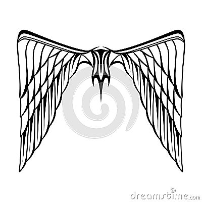 Abstract vector illustration wings tattoo black white Vector Illustration