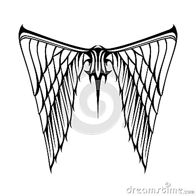 Abstract vector illustration wings tattoo black white Vector Illustration