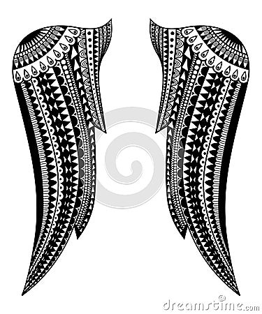 Abstract vector illustration wings tattoo black white Vector Illustration