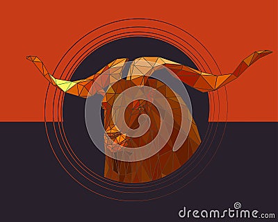 A mountain goat with large twisted horns Vector Illustration