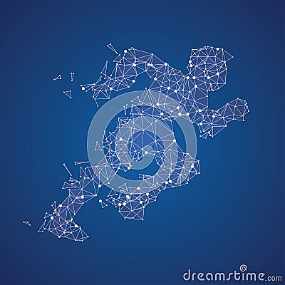 Abstract vector image of running man. Points connected by lines. Vector Illustration