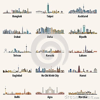 Abstract vector isolated illustrations of asian city skylines Vector Illustration